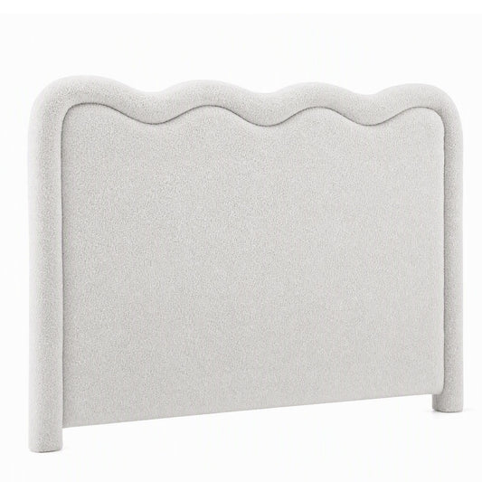 Artiss Boucle Bed Head Queen Size Upholstered Wavy Headboard Beige
