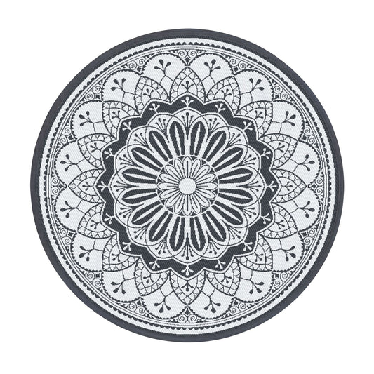 Gardeon 180CM Outdoor Rug Reversible Carpet PP Area Mat Patio Rugs Round Grey