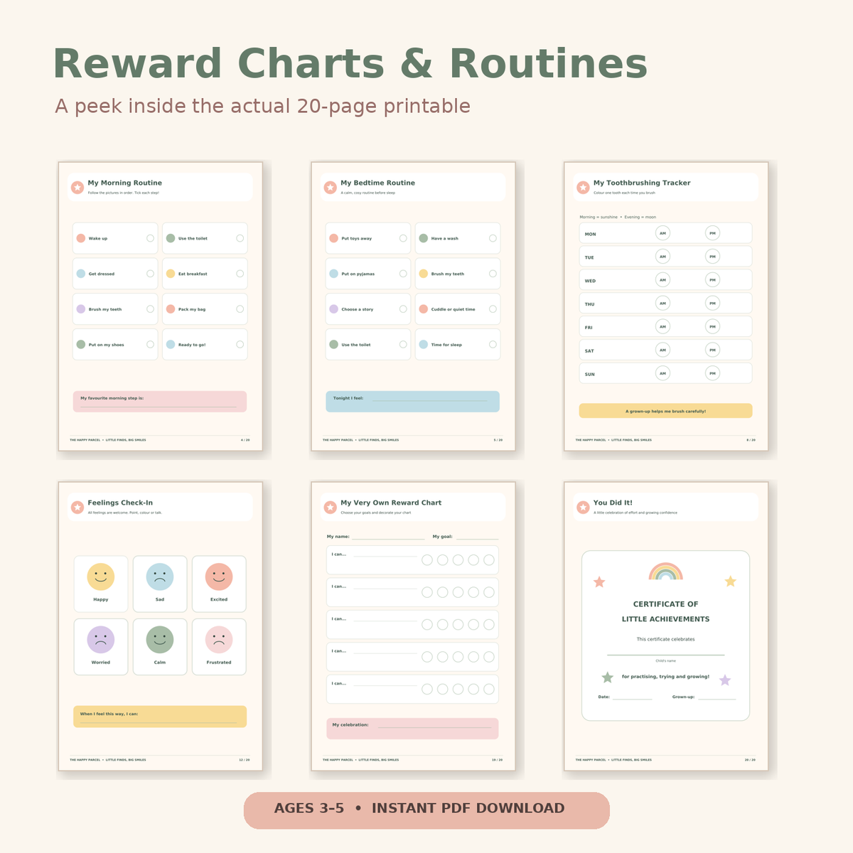 Reward Charts & Routines | Printable Kids Routine Charts | Ages 3β5