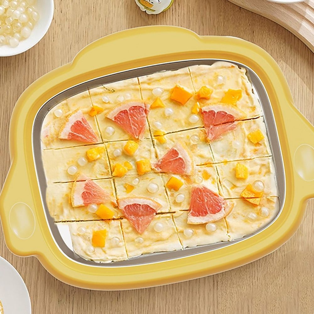 Rolled Ice Cream Maker Kit, Portable Instant Rolled Icecream Maker Machine Tray, Diy Rolled Ice Cream Tray Includes 2 Scrapers, Stainless Steel Ice Cream Machine Tray, Fun Frozen Dessert Making